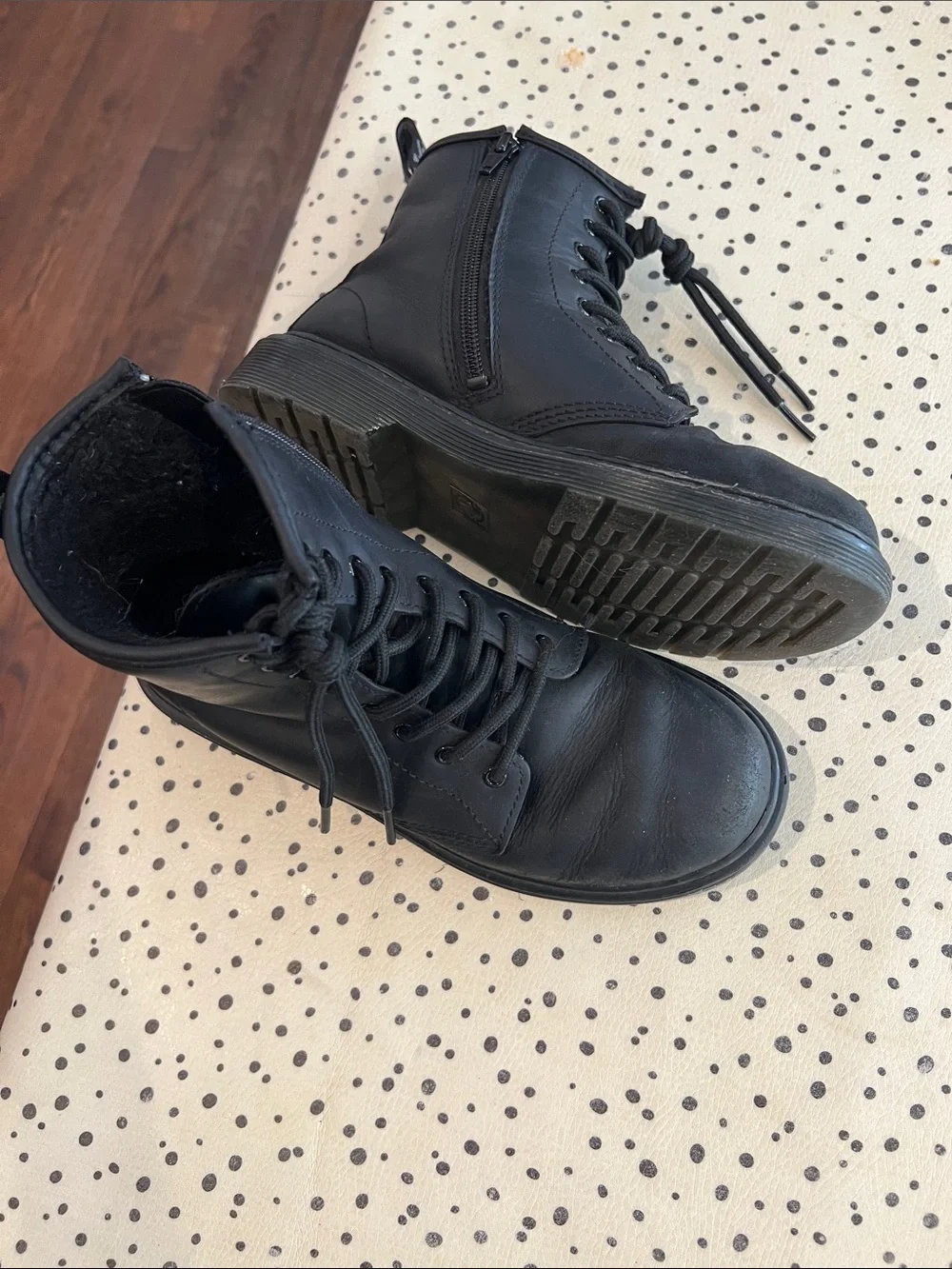 Dr. Martens Kids Black Lace-Up Side-Zip Combat Boots